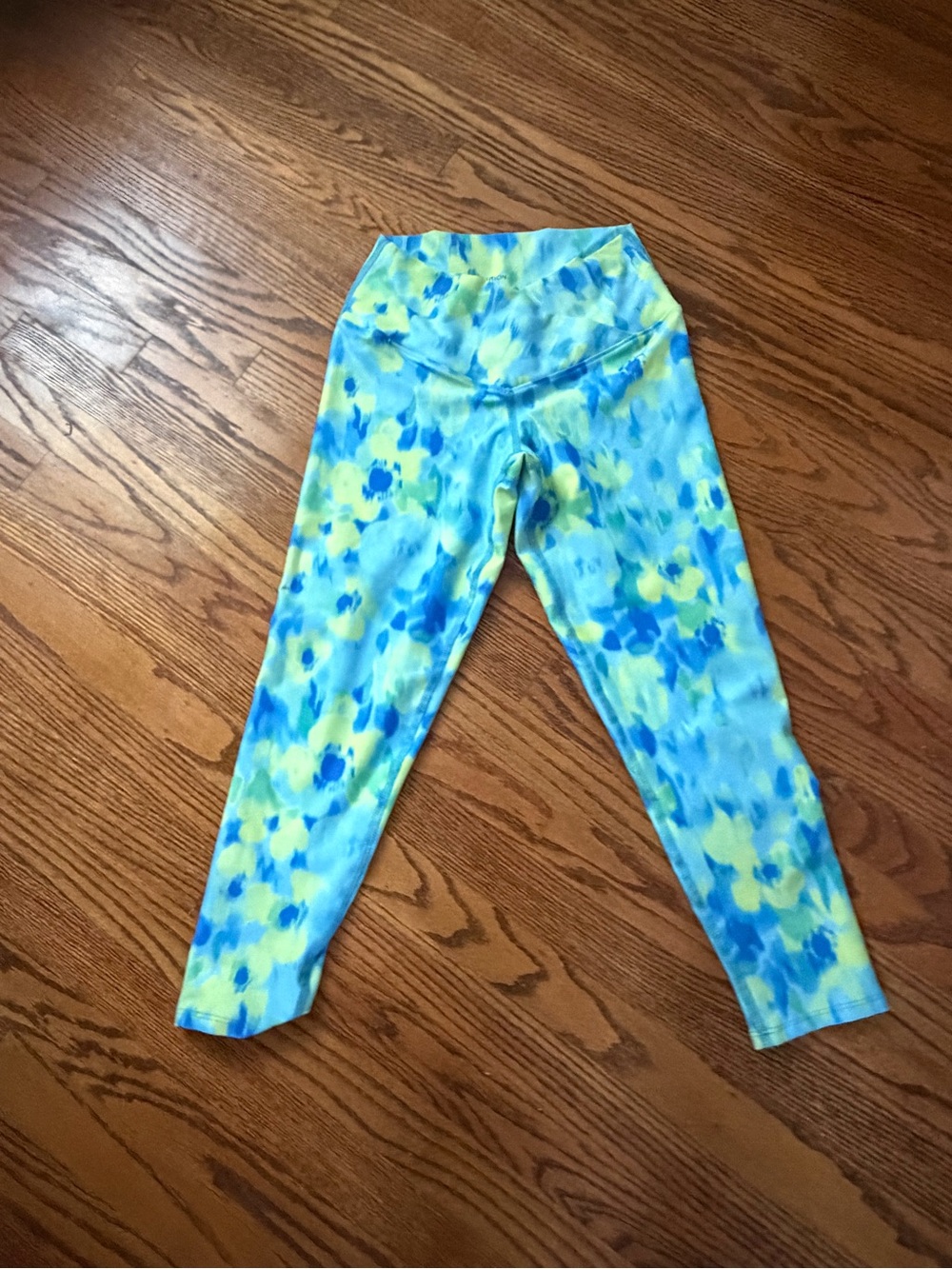 Evolution and Creation Blue & Yellow Tie-Dye Capri women’s Leggings